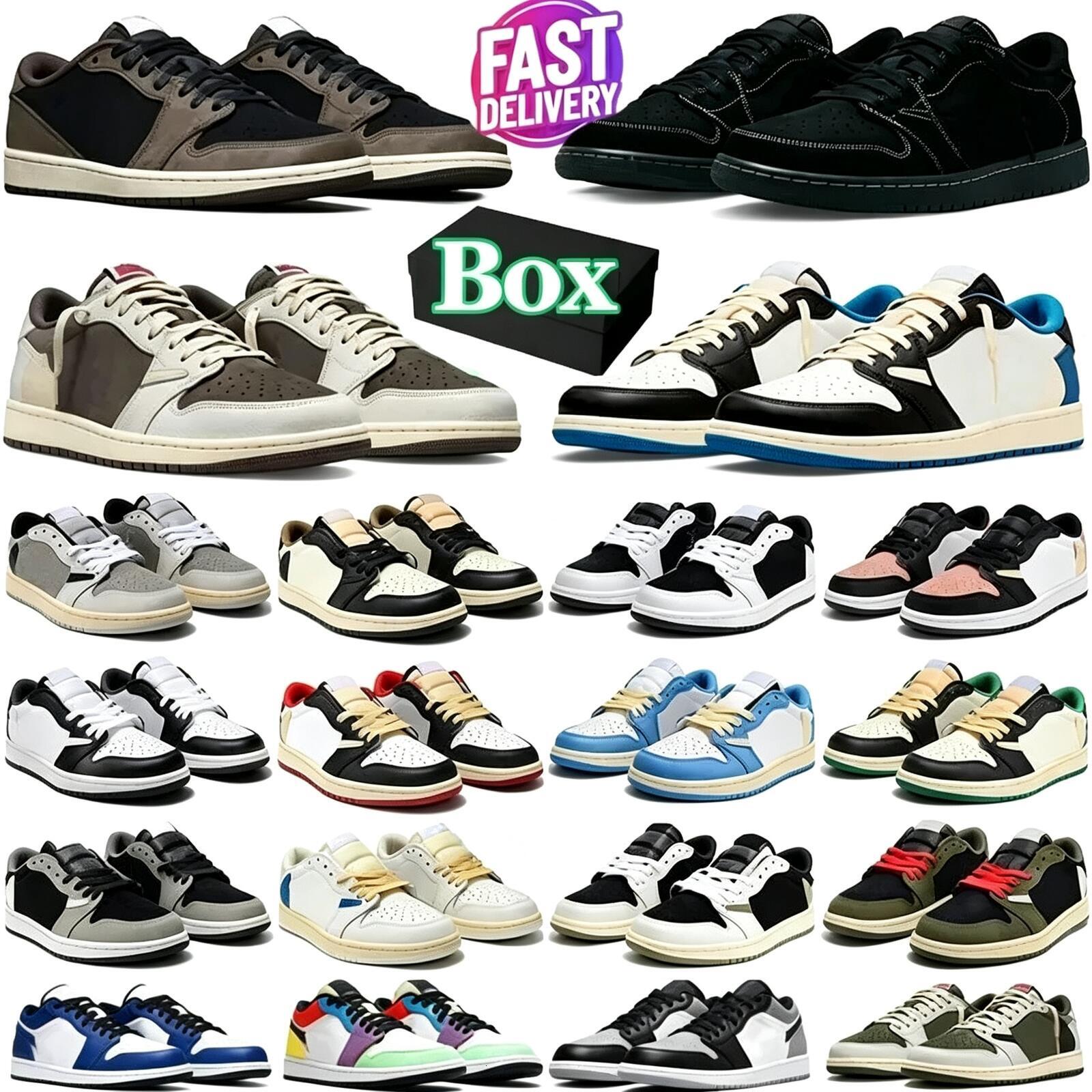 Travi Scott 1 basketball shoes 1s OG Designer Men Women Trainers Sneakers Trend Fashion Versatile Casual Skate Shoes Shock Absorption Low Top Pink M