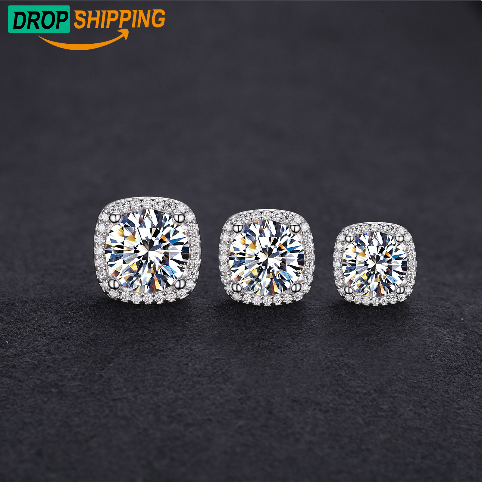 Dropshipping New Arrival Fashion Mens Jewelry 4ct 925 Sterling Silver VVS Moissanite Diamond Halo Magnetic Earrings