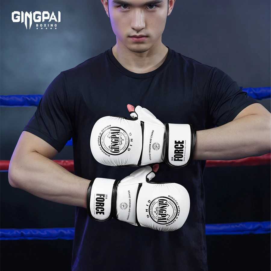 Protective Gear Professional MMA Boxing Gloves Half Finger Sandbag Karate Muay Thai Training Gloves PU Adult Kids Thickened Boxing Equipment Q260923