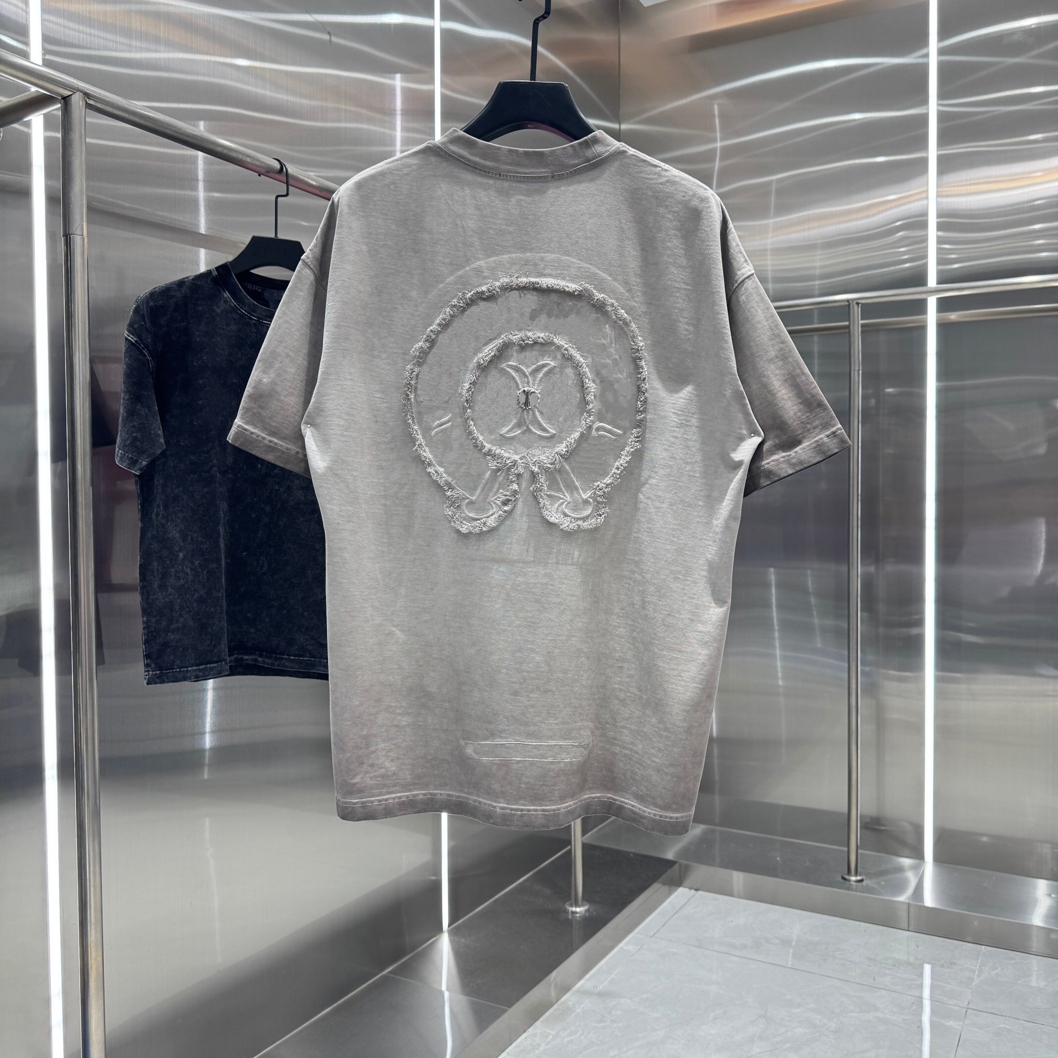 Men's Chrome Shirt Designer Clothing High Quality Men Women Short Sleeve Tops Tees Cross Sanskrit Loose Oversized Drop Shoulder Horseshoe Sansk