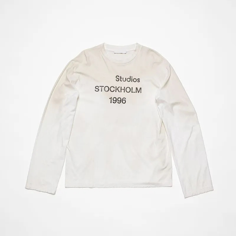 Tshirt Europe Oversize Letter Print Washed Tee Long Sleeve Street T Shirt Designer Casual Fashion Skateboard For Men Women Tshirt Ae5
