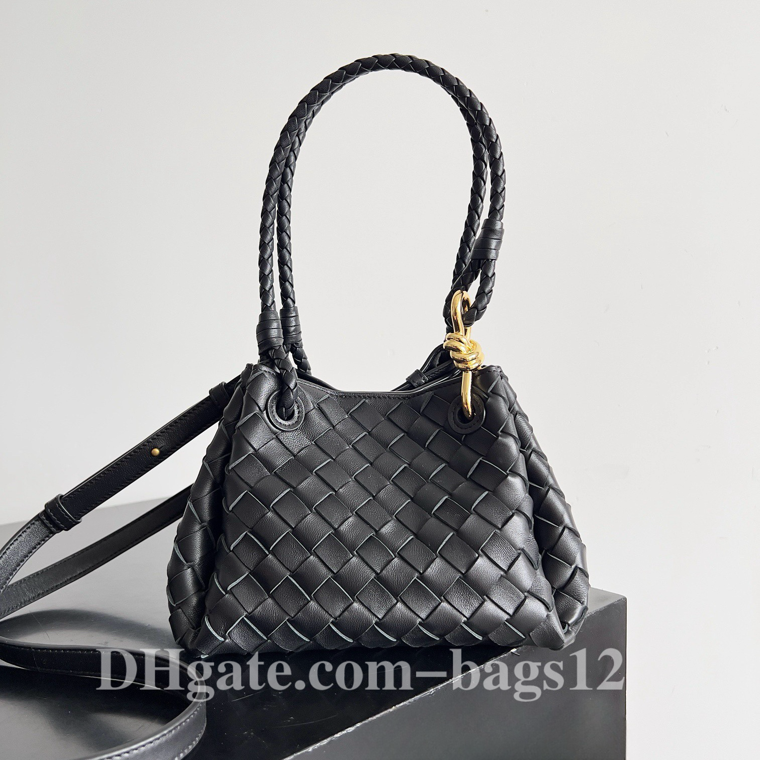 12A Designer Parachute Small Shoulder Bag Handbag Retro Mirror Quality Lambskin Intrecciato Woven Leathe Handwoven Metal rope buckle vegetable luxur