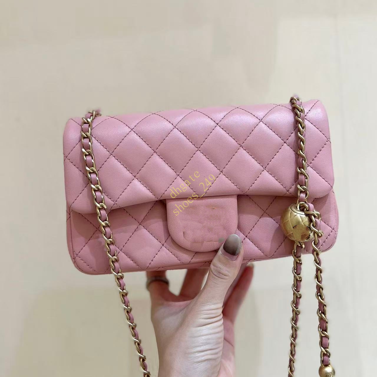 10A bag for woman luxury classic flap bag crossbody bag 20cm shoulder bag sheepskin leather diamond ldattice Little Golden Ball black chains bag fre