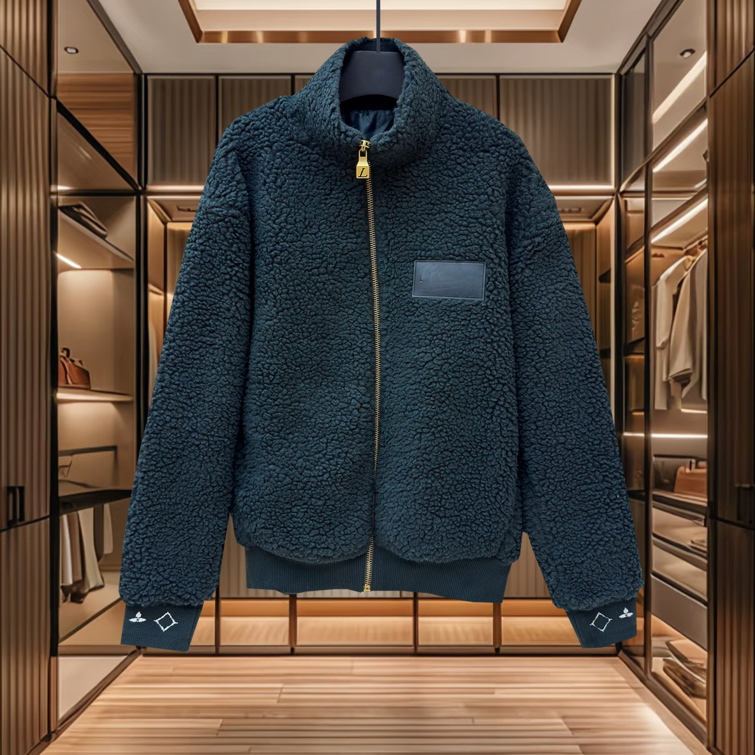 Vêtements de marque de créateurs de haute qualité, vêtements d'extérieur pour hommes, vêtements en fourrure et en cuir pour hommes, col montant,