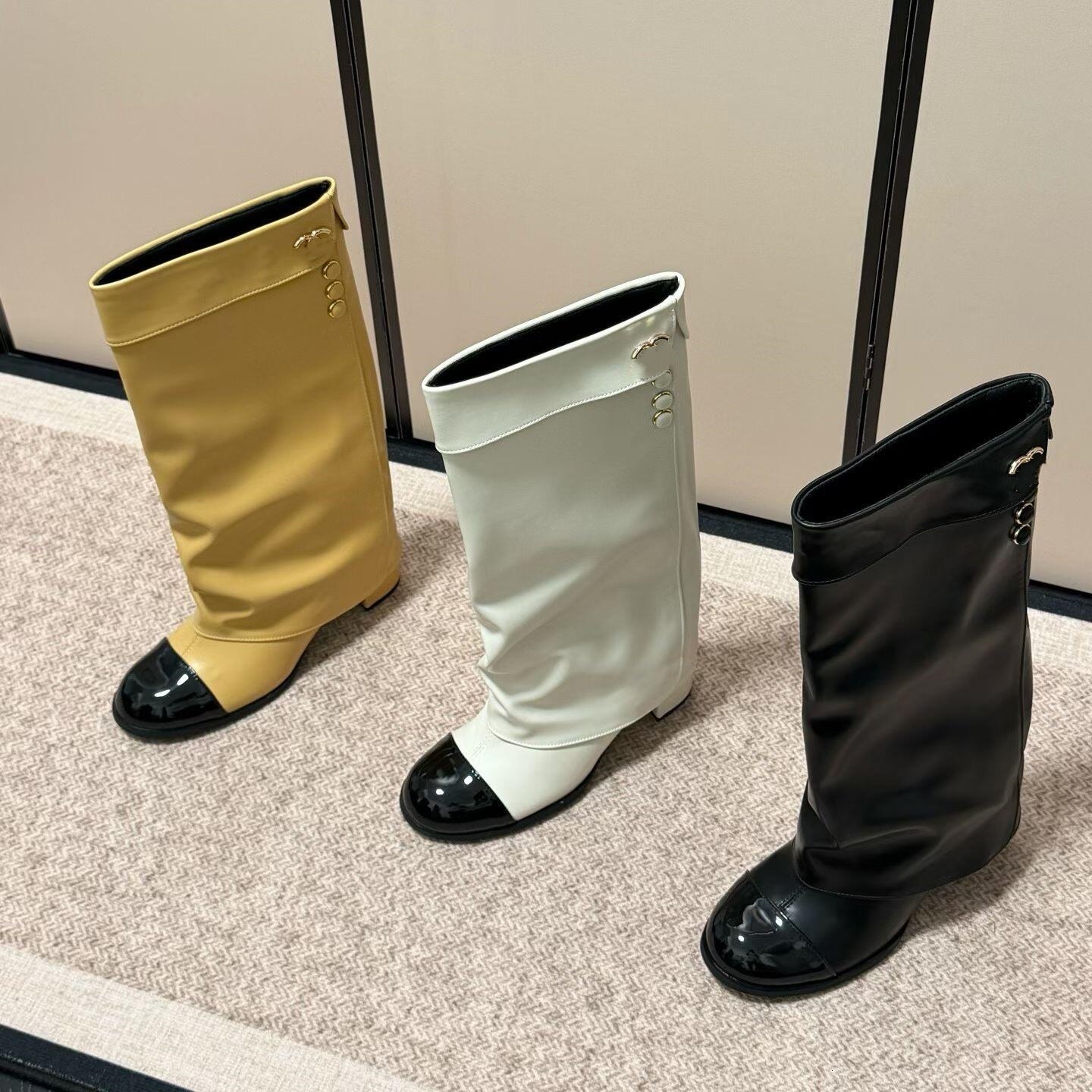 Shoe Designer Woman Luxury High Heel Boot Leather Chain Gold Block Calf Winter Fashion Dress Party Trendy Patent Satin Original Design Ankle Stylish