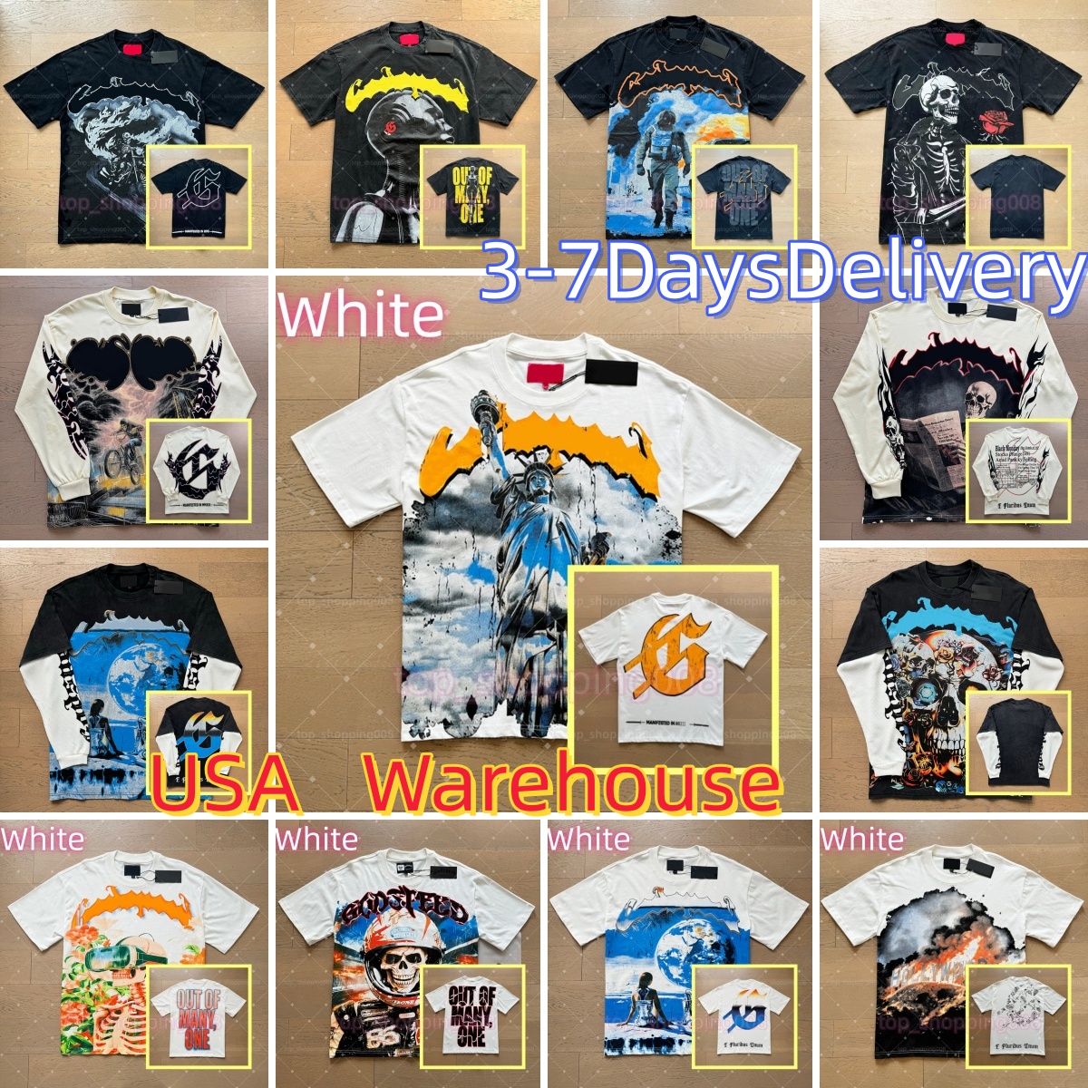 Designer shirt High Quality printed pattern design Tshirts Top Summer Men Women trendy short sleeve Casual Wash Street Hip Hop Skull Print loose t s