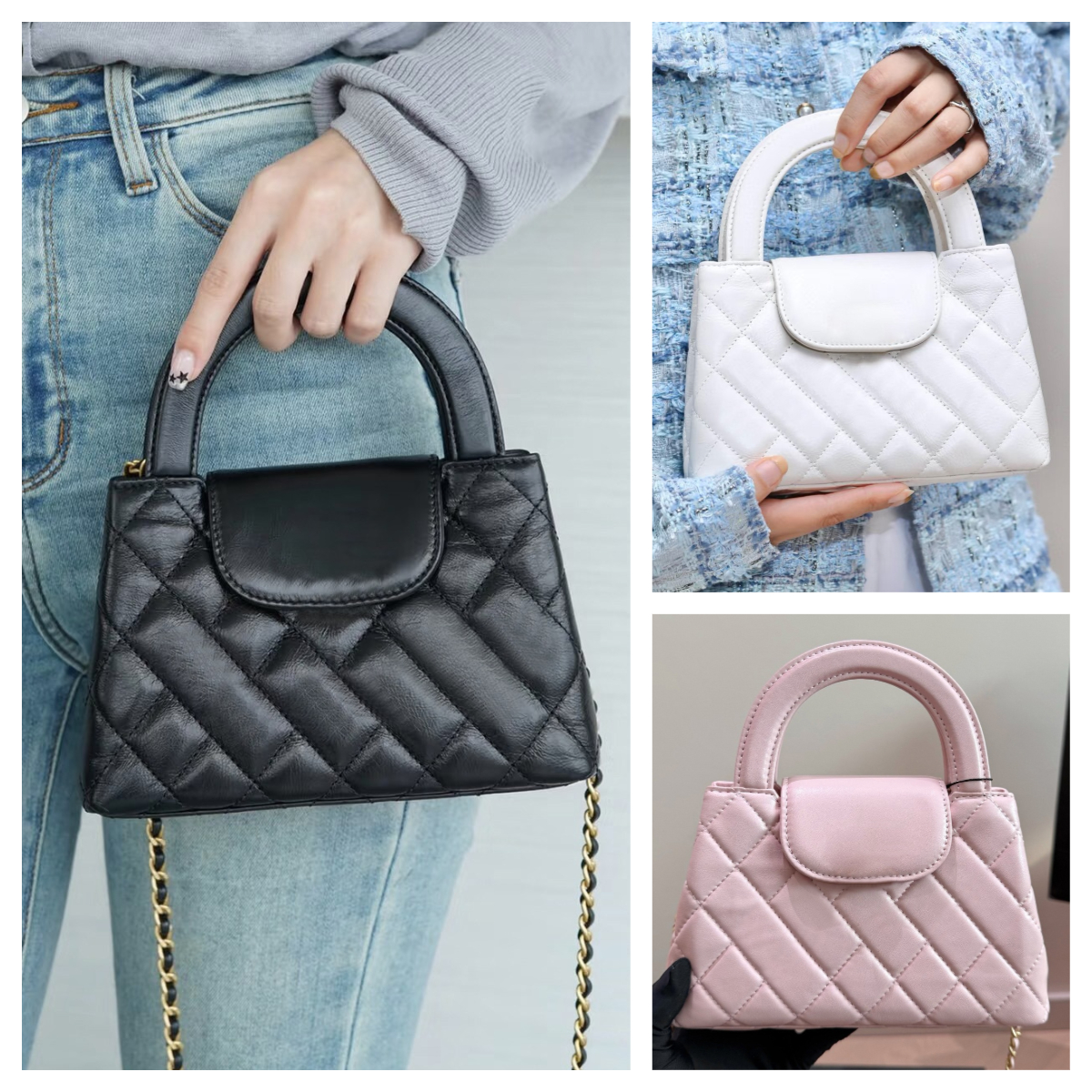23K Mini bag Designer bag Quilted Lambskin Purse Top Handle Evening bag Mini Pochette for Ladies Chain Shoulder Crossbody bag Top Handle bag Luxury