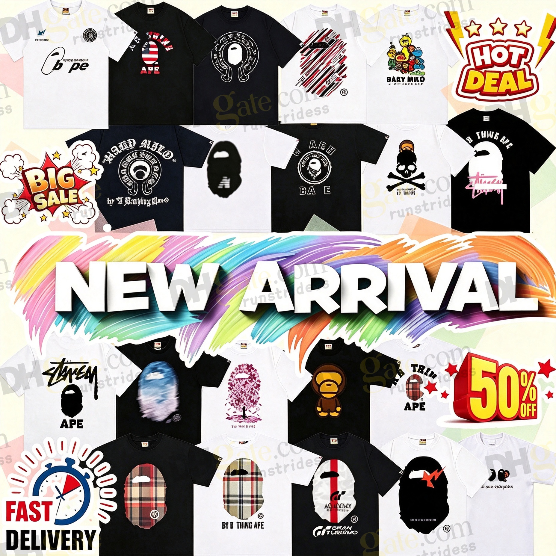 2026 Bapatshirt Summer Trend T Shirt Mens loose T-Shirts sport Womens Tees Designer Cotton Short Sleeves Sharks Tshirts Clothing u8A8#