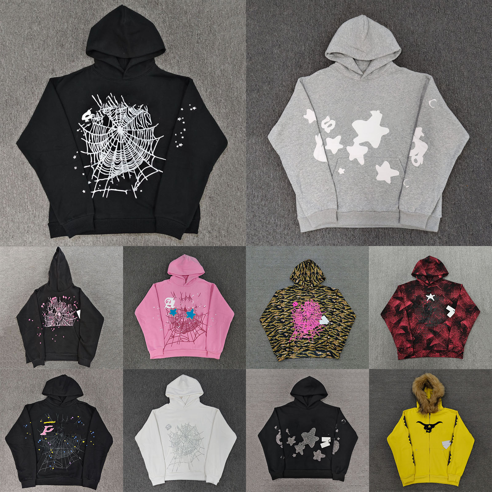 Designer Heavy Cotton Hoodie Men Puff Print Rhinestone Hooded Sweatshirts Hip Hop Loose High Quality Hoodies Men Streetwear