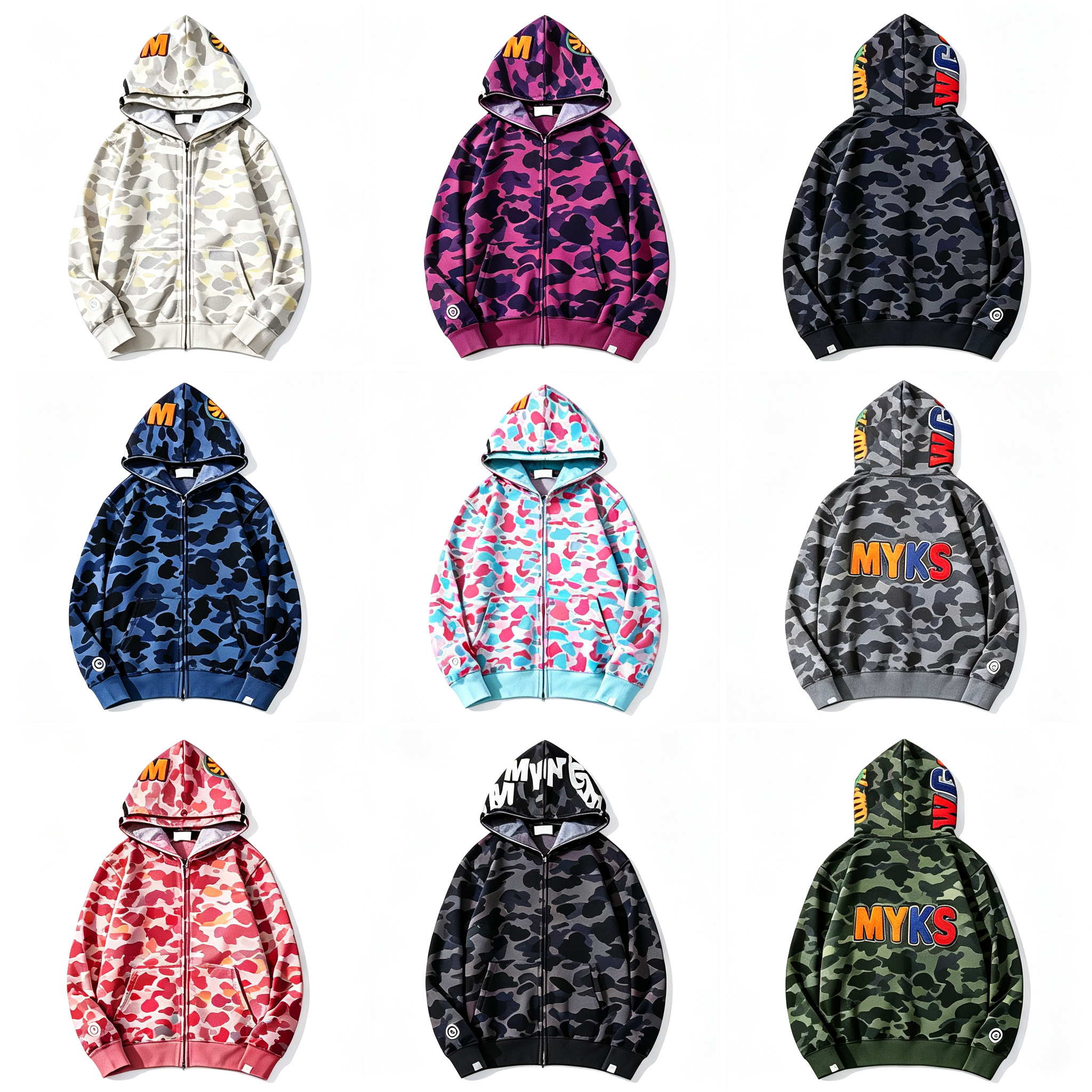 Shark Mens Designer Hoodies A Bathing Ape Stylist Cartoon Black White Shark Hoodie Jackets Male Colors Womens Casual Sweatshirts Size M-3XL 2026