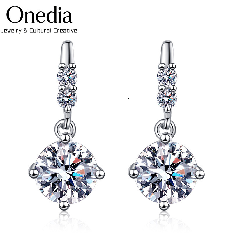 Onedia 925 Sterling Silver 4 Prong Claw Set Moissanite Drop Earrings Luxury Women's Everyday Wear Gift