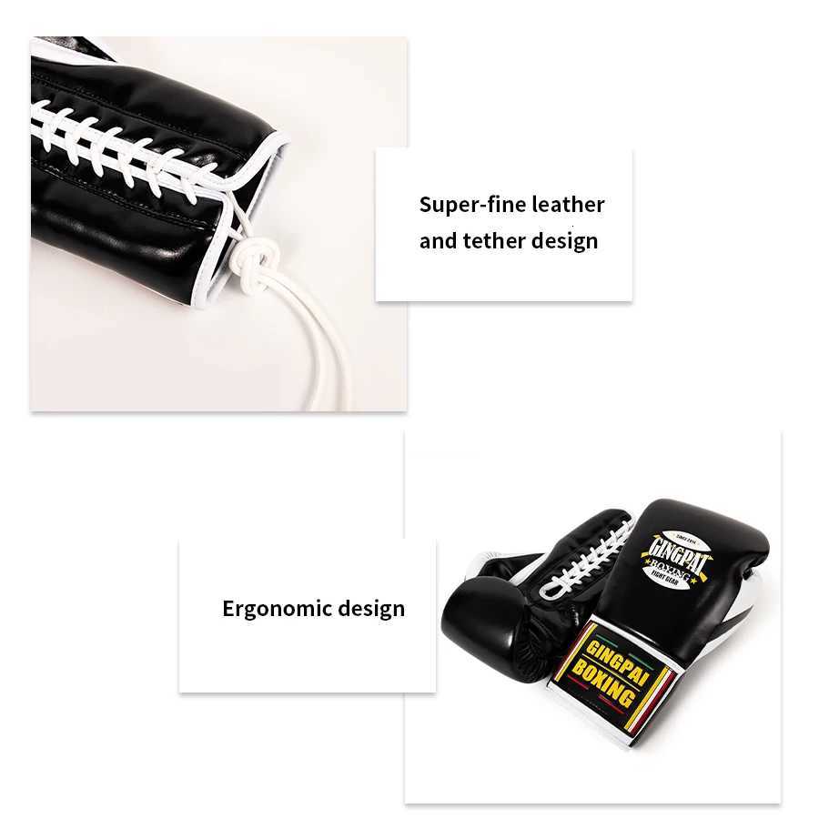 Protective Gear Professional Boxing Gloves Adult Men Women Sanda Combat Muay Thai Super Fiber Leather Rope Boxing Gloves Practical Punching Bags Q26
