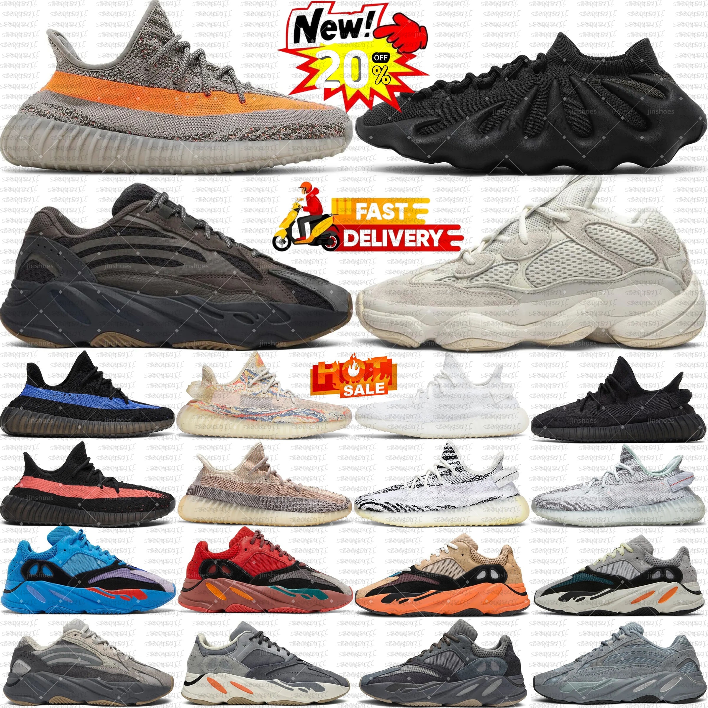 With Box designer sneakers Running Shoes 700 350 trainers for Solid Grey Red blue Wash Orange mens womens chaussure black knight Outdoor men women S