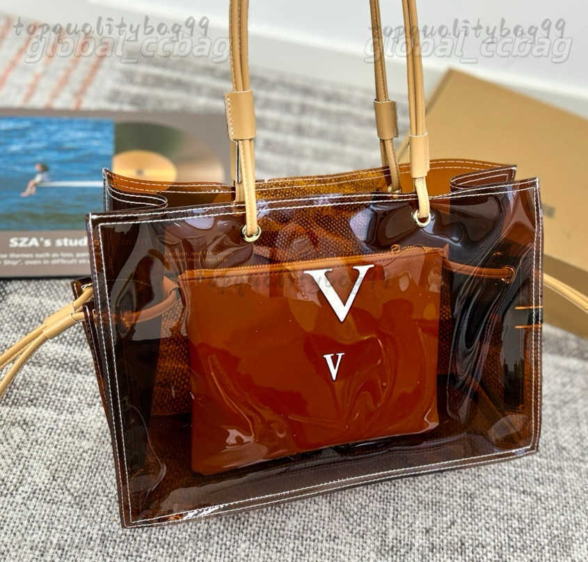 10A Fashion Designer Transparent jelly Totes Ladies Crossbody bag Show off the rich Clear Lipstick powder makeup cosmetic Pouch toiletry purses bags