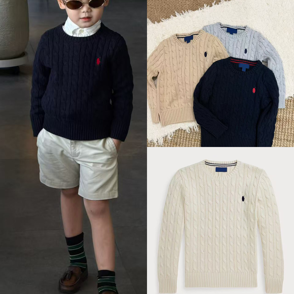 Autumn Winter Kids Designer Clothes Pullover Knit Sweater For Boys And Girls Tops Round Neck Long Sleeve Pure Cotton Jumpers Sweaters Children'