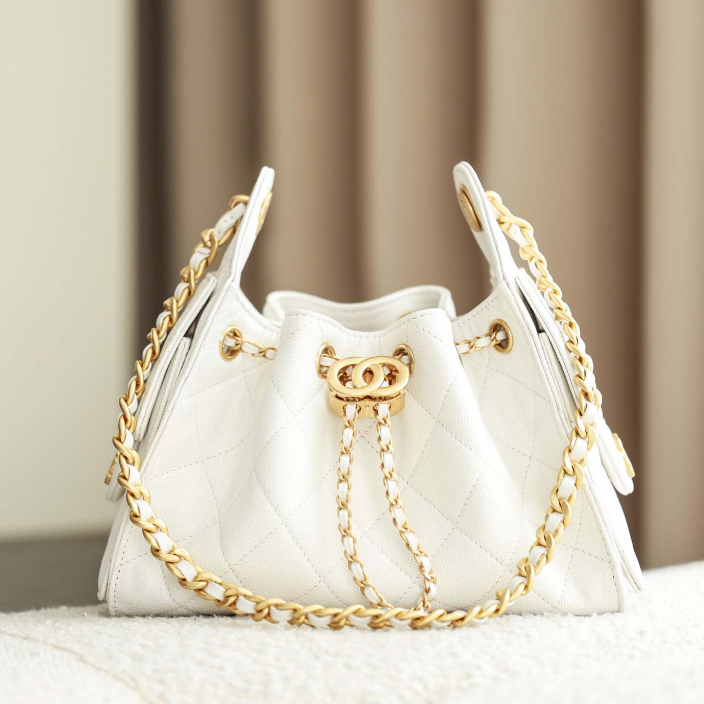 12A designer bag caviar tote bag shoulder bag women's handbag chain crossbody bag luxury genuine sheepskin bag 26C bag diamond grid pattern cla