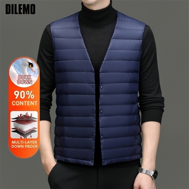 High End 90% Down Ultra Light O Veck Variable V-neck Fashion Down Vest Men Winter Sleeveless Jacket Waistcoat Puffer Coats 260907CJ