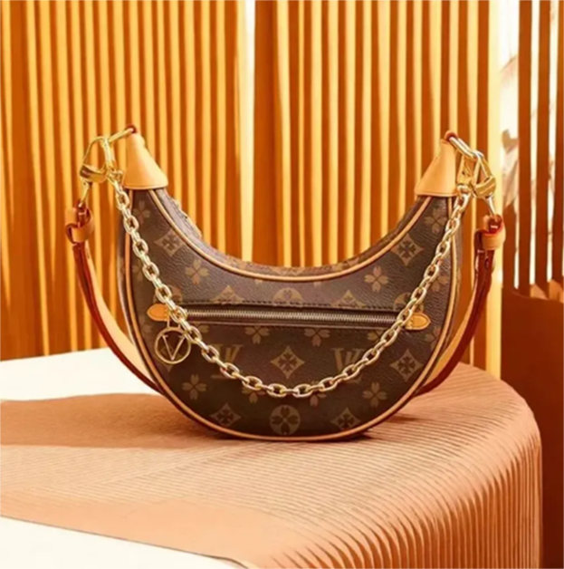 Hobo Bag Women Designer Handbag Loop Purse Croissant Chain Crossbody Bags Half moon Underarm Purses Large Capacity Totes Removable Zipper brown Shou