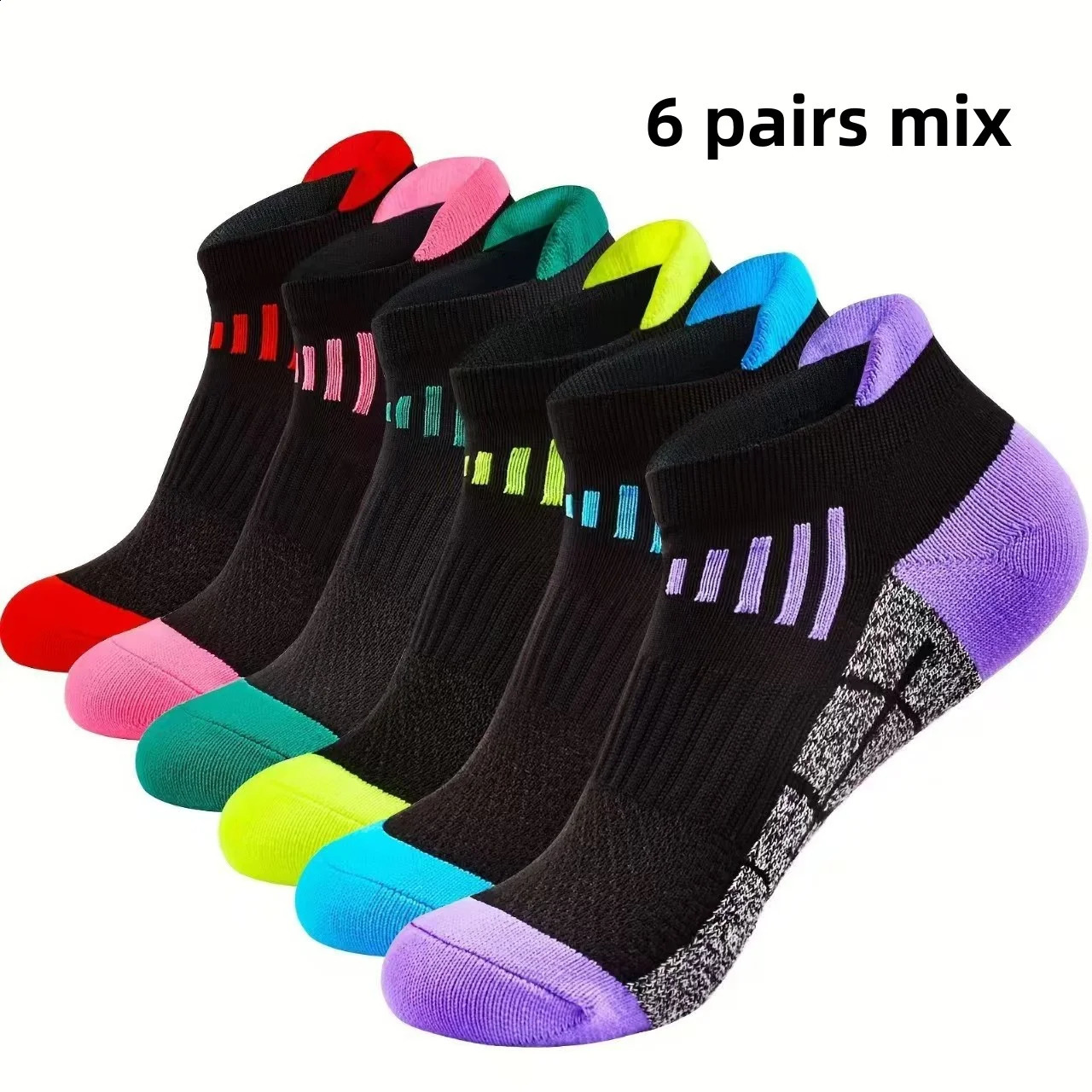 6 Pairs of Women's Spring and Summer Compression Sports Socks Low Top Cushioning Breathable Moisture Wicking 260907