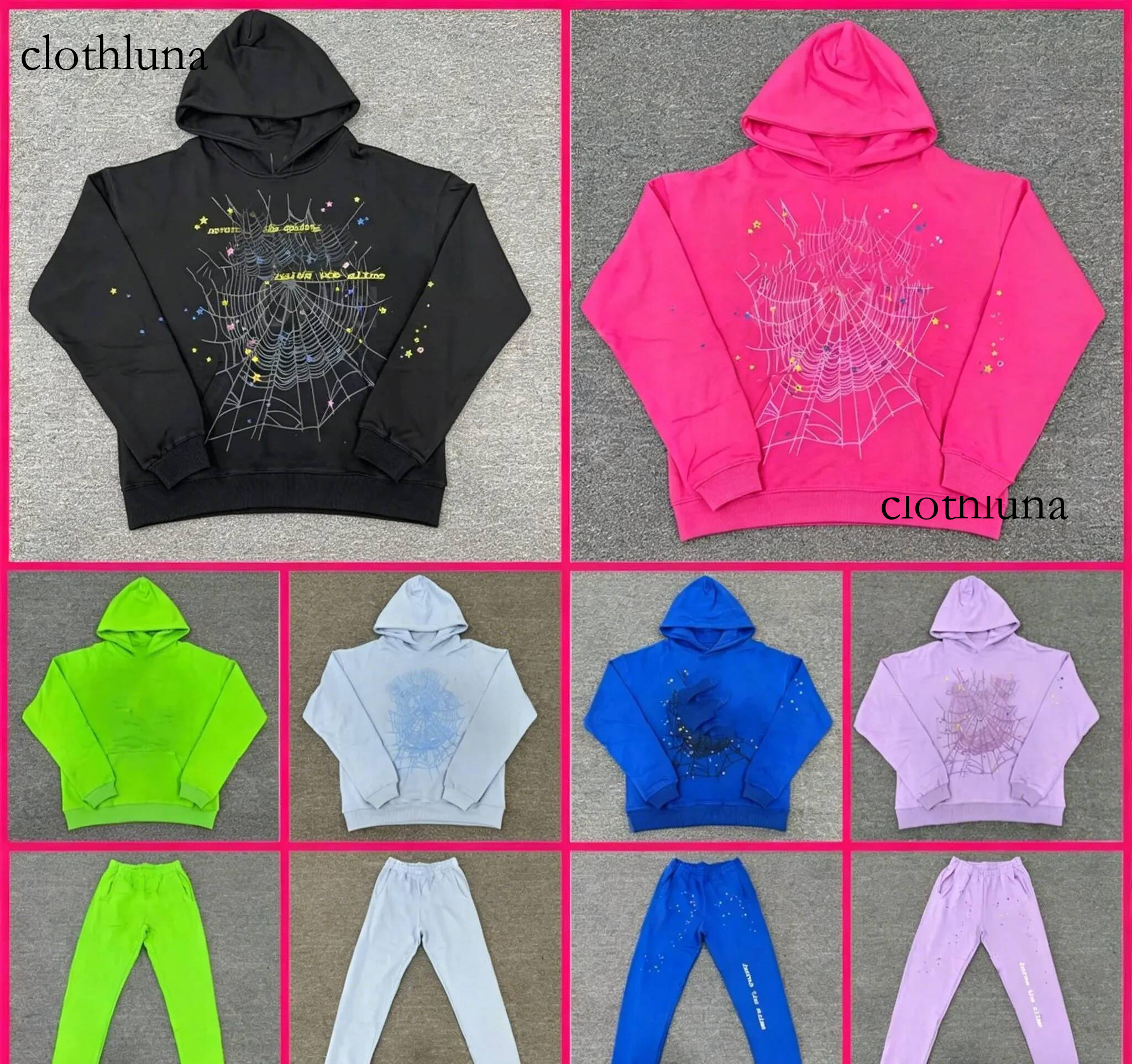 designer hoodie 555 mens hoodie web hoodies with pants pullover cotton hoodies for men hoody women graphic Sweatshirts puff print sweatpants spiderl