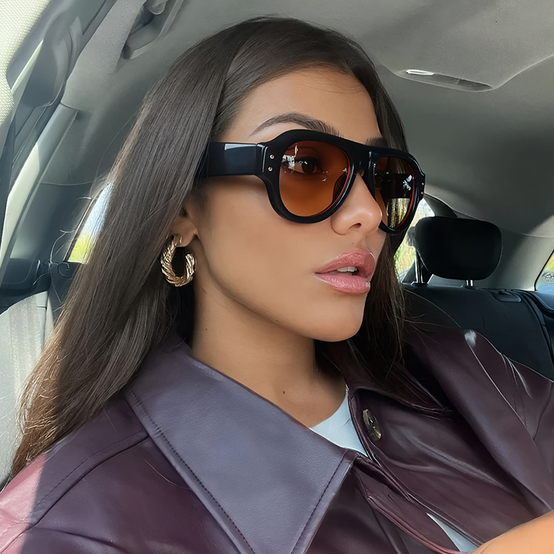 European and American Retro Slimming Large Frame Sunshade Brown Women Y2K Street Style Unique Sunglasses for Men Trendy