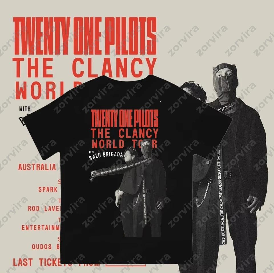 Twenty One Pilots The Clancy World Tour Graphic Tshirt Band Tour Print Oversized Unisex Men Women Short Sleeve Rock Music Fan Casual Tee Tops