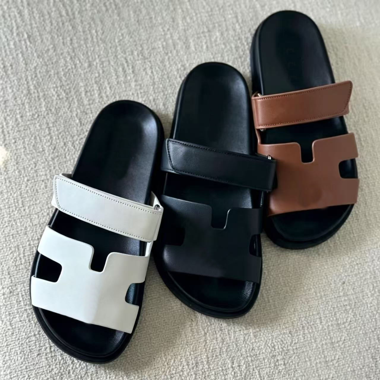 Pantoufles Chypre Designer Deuxième Oncle Pantoufles À Bout Ouvert Ensemble Pieds Une Ligne Sandales Confortables Fond En Cuir Surface En Daim Na