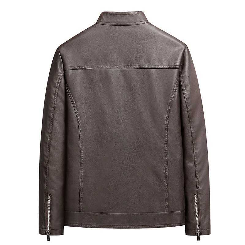 Plus Size Men's Faux Jacket American Style Bomber Jackets Trend Moto Biker Stand Collar Solid Male Leather Outwear Coat D260902 3d