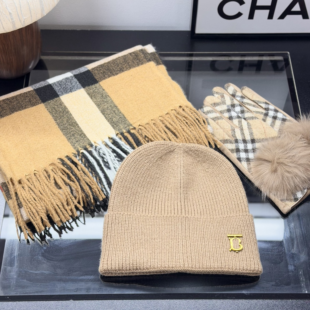 Men Warm Knitted Hat Fashion Thermal Winter streetwear Couple Accessory SetWomen Winter Knit Beanie Hat Scarf Gloves 3 Pcs Set Classic Checkered