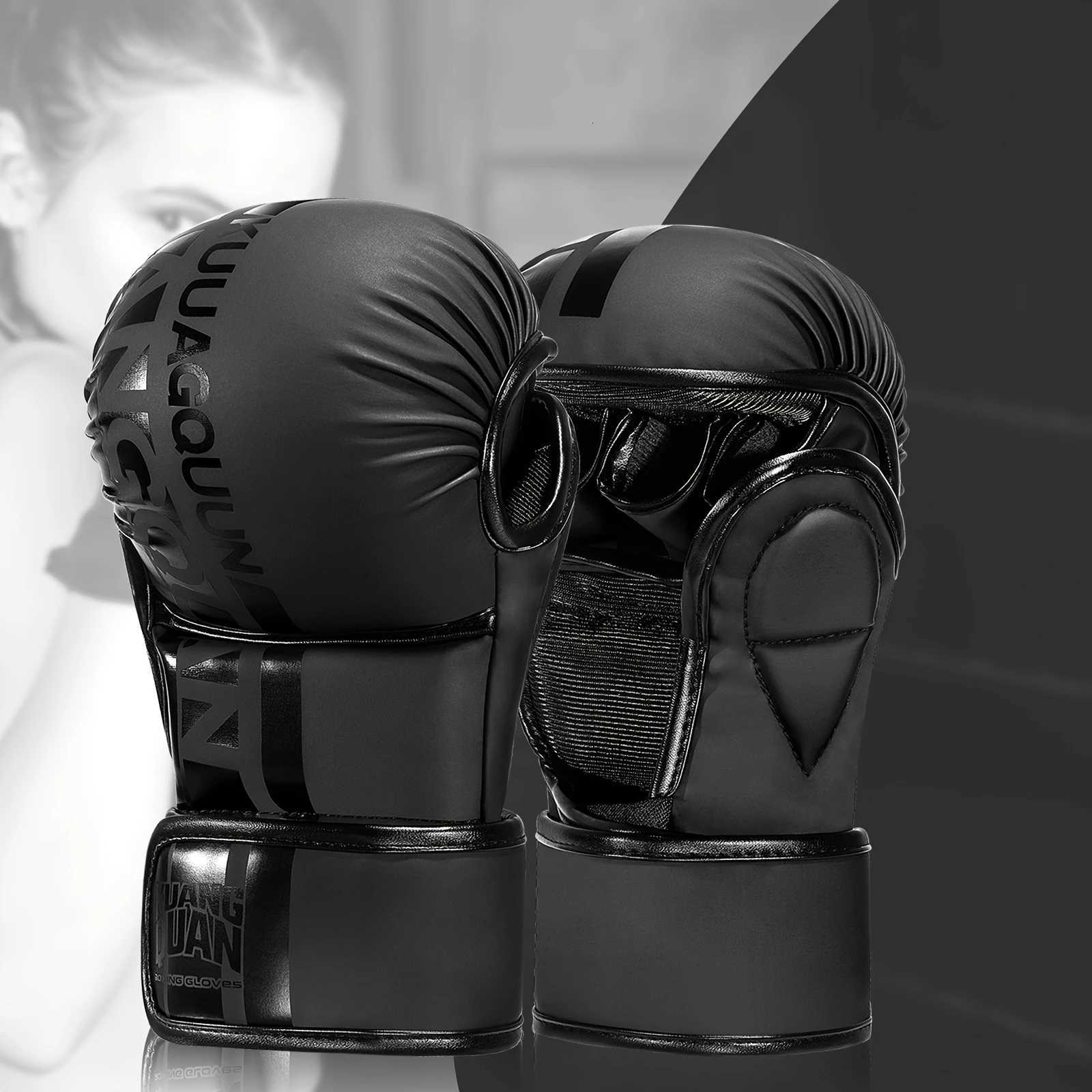 Protective Gear Professional Shock Absorbing Boxing Gloves Durable PU Leather Punching Mitts Training Gloves for MMA Muay Thai Kickboxing Heavy Q260