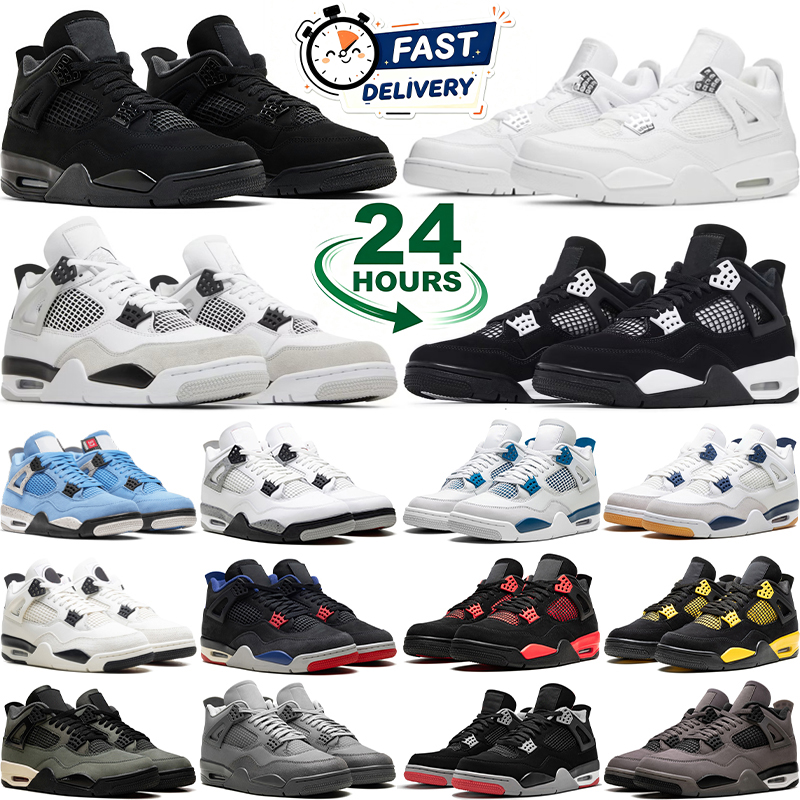 4 4s Basketball Shoes Black Cat 2025 Pure Money University Military Blue Yellow Thunder White Cement Oreo Sail Undefeated Cava Stone men women Sport