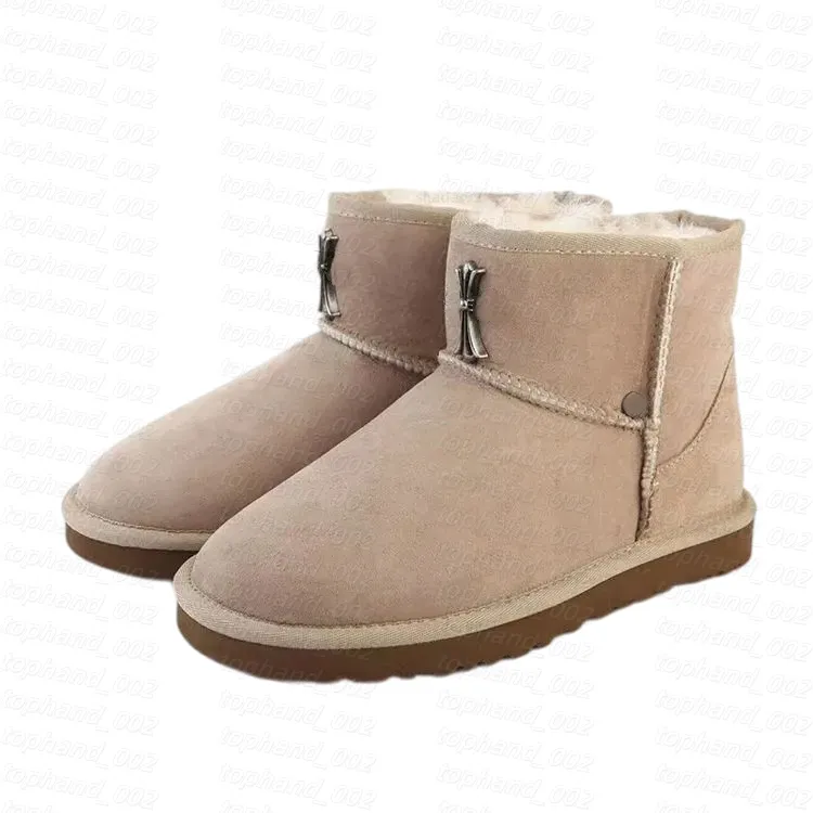 Womens Man Snow Boots Classic suede chrome ankle boot Designer boots Australia Furry Warm Winter Chestnut Pink red Mini ultra short thick soled Boot
