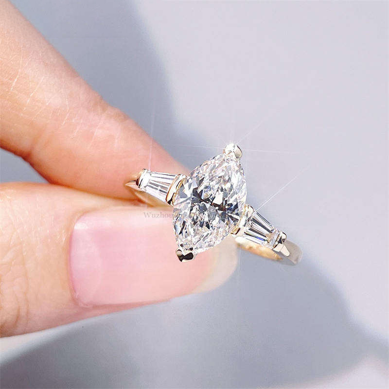 Tianyu Custom Lab Grown Diamond Ring Marquise Cut 14K CVD IGI Certified Solid Gold Jewelry 18K Wedding Engagement Diamond Ring