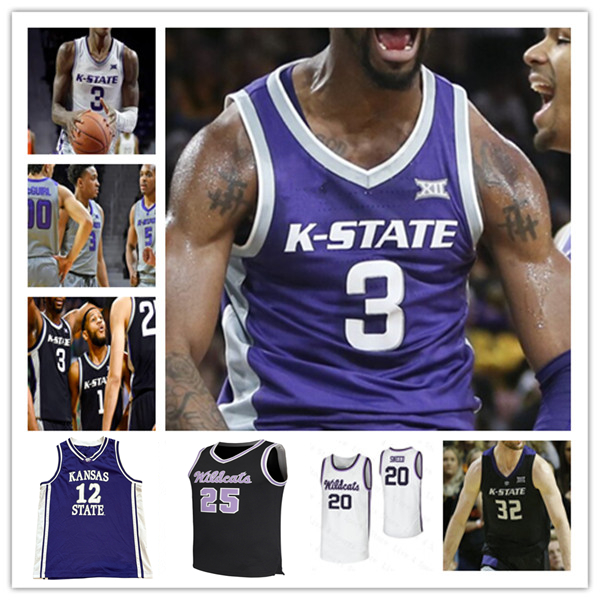 P.J. Haggerty Maillot de basket-ball Kansas State Wildcat KSU Abdi Bashir Jr. Nate Johnson David Castillo Khamari McGriff Andrej Kostic Taj Manni