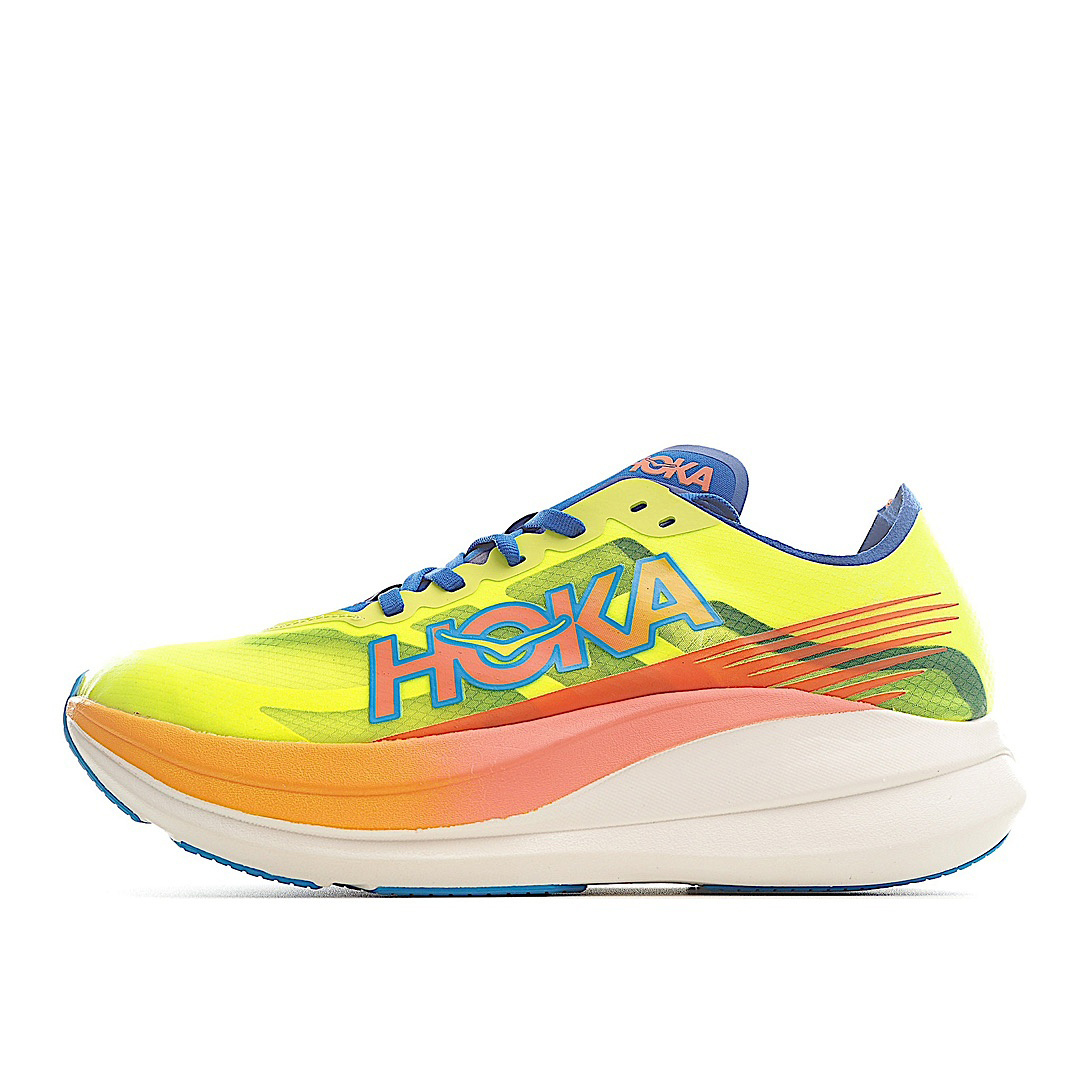 HOKA ONE ONE Rocket X 2 Men Women Running Shoes Lightweight Carbon Plate Racing Sneakers Shock Absorbing Breathable Athletic Sport Training Footwear