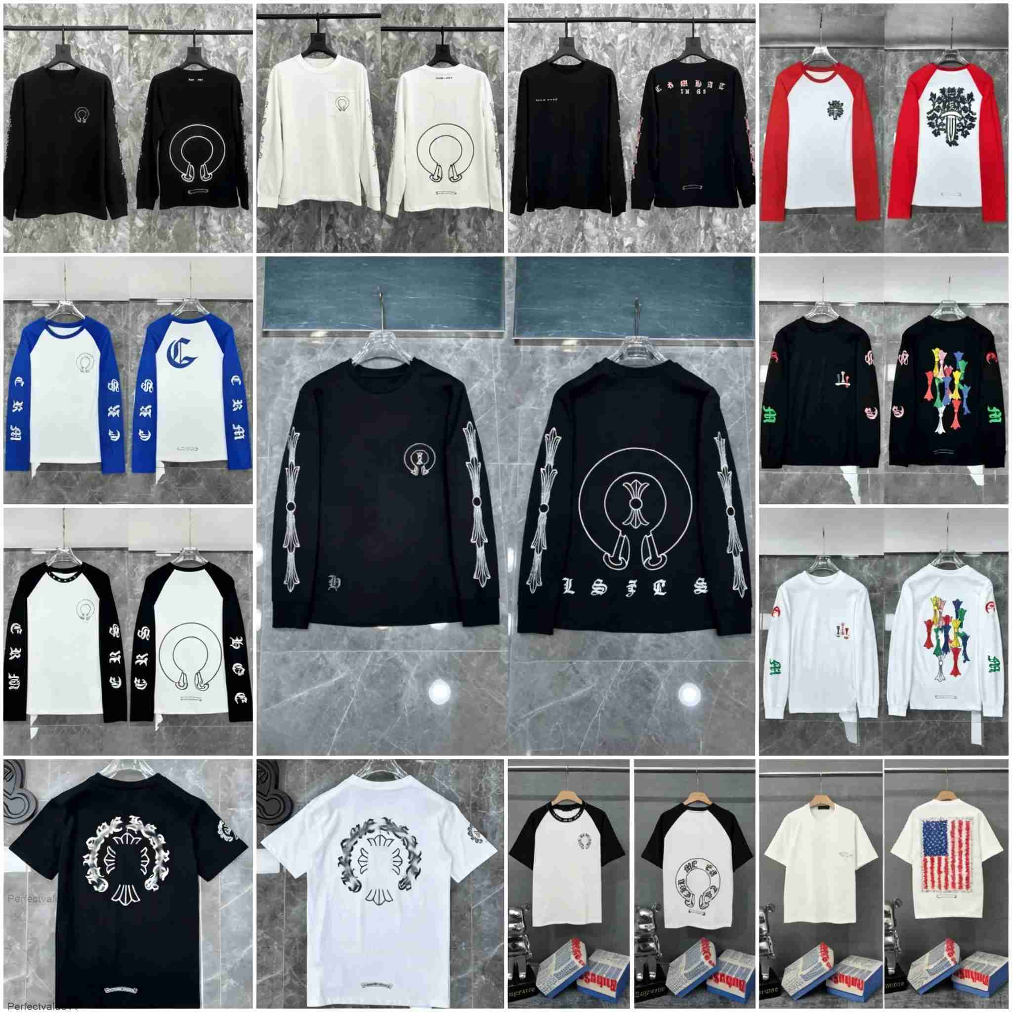Chrome T Shirt Chrome Long Sleeve 100% Cotton Men Designer Clothes Graphic Tee Shirt Longsleeve Womens Mens Designer Shirt Chrome Tshirts