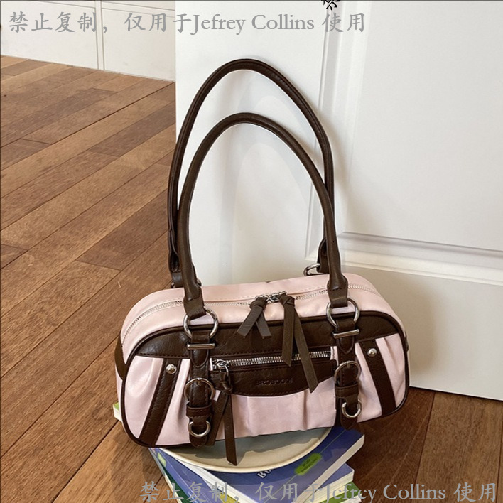 Sweet and Cool Girl Motorcycle Style Underarm designer bag for Women 2026 New Model Color-Block Versatile Boston Trendy Fashion Shoulder Bag