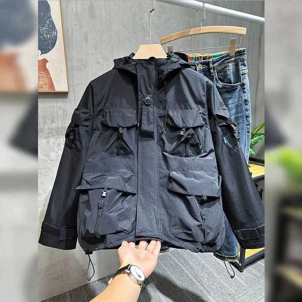 Men Vintage Multi-Pocket Workwear Versatile Stylish Bomber Jackets Casual Spring Autumn Long Sve Fashion Coat Outerwear D260908