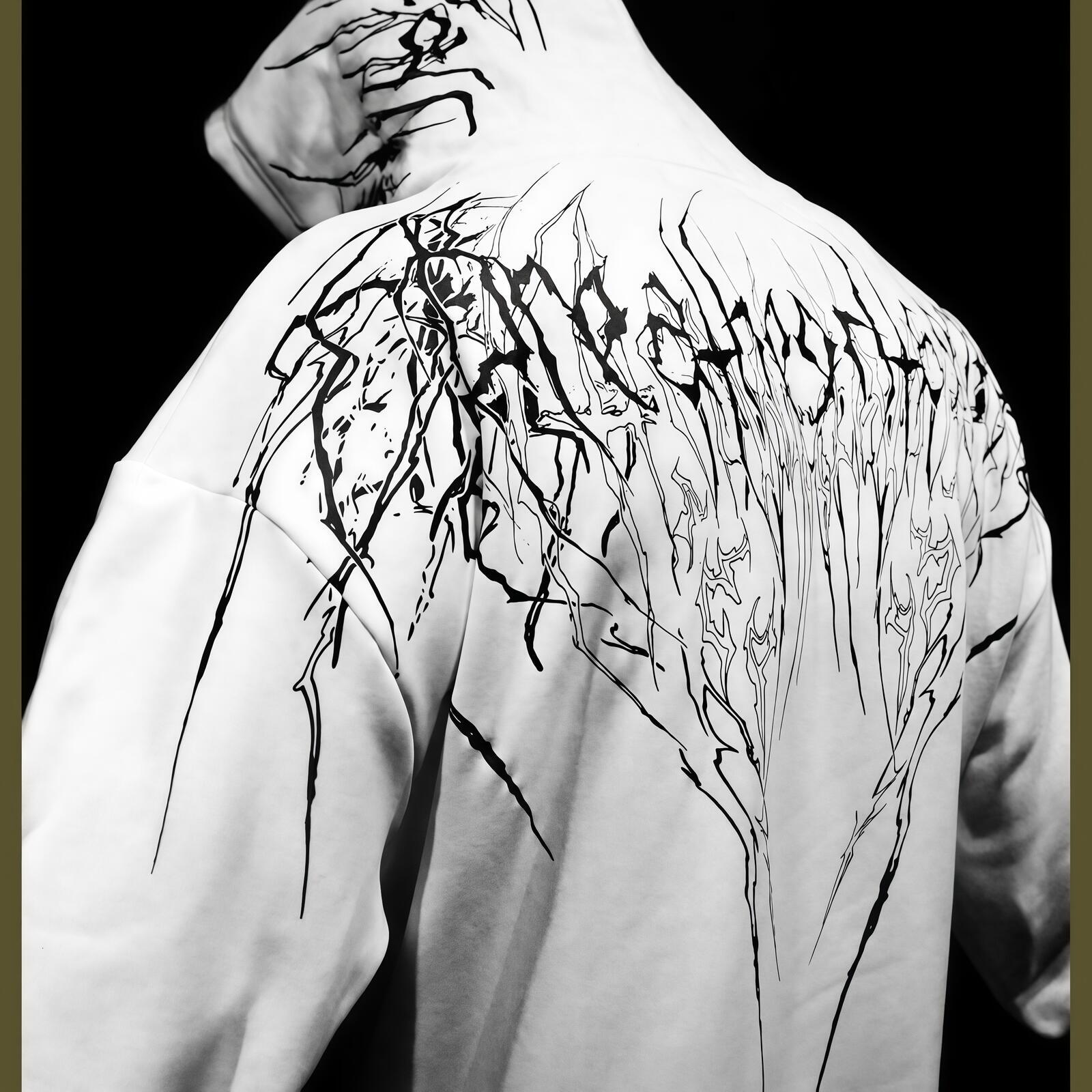 2000s breathedivinity hoodie Gothic Style Pattern Hoodie Oversized Popular Sweatshirts Dark Textured Cool Print Mens Coat Jacket gm