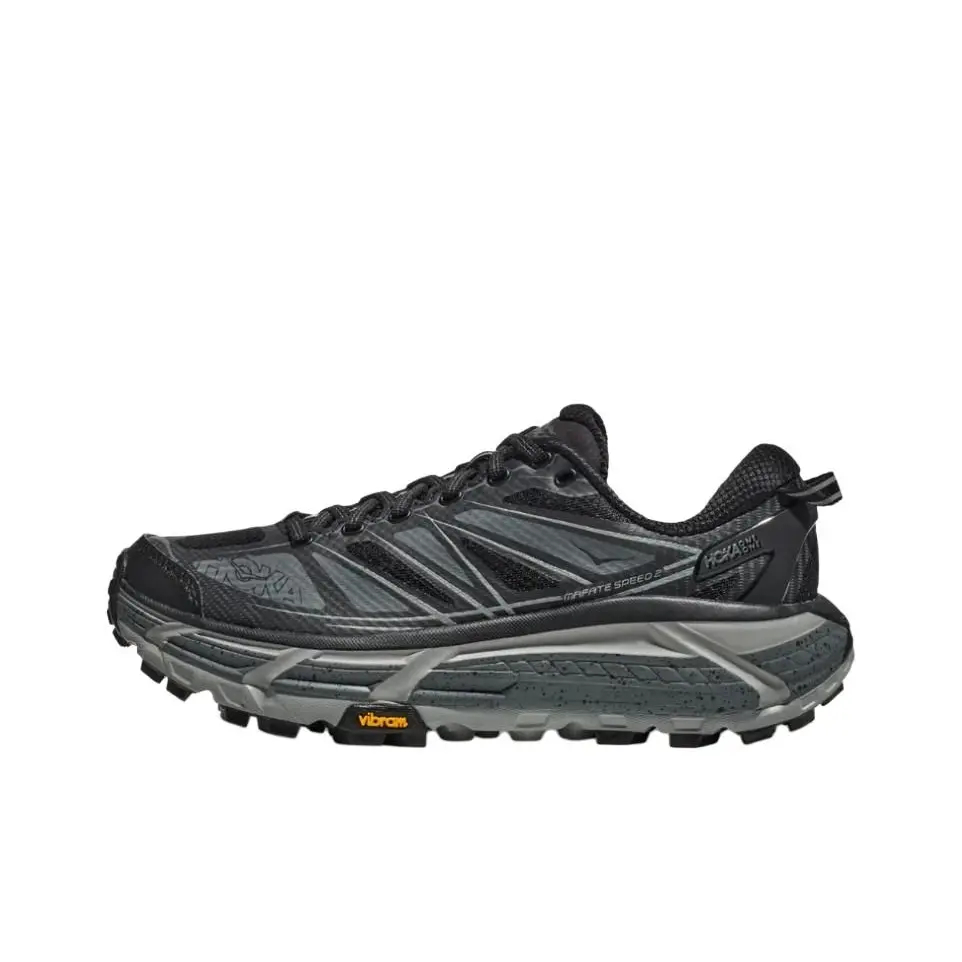 HOKA Mafate Speed 2 Unisex Trail Running Shoes Vibram Anti Slip Outsole Thick Cushion Shock Absorbing Breathable Lightweight Outdoor Hiking Trekk