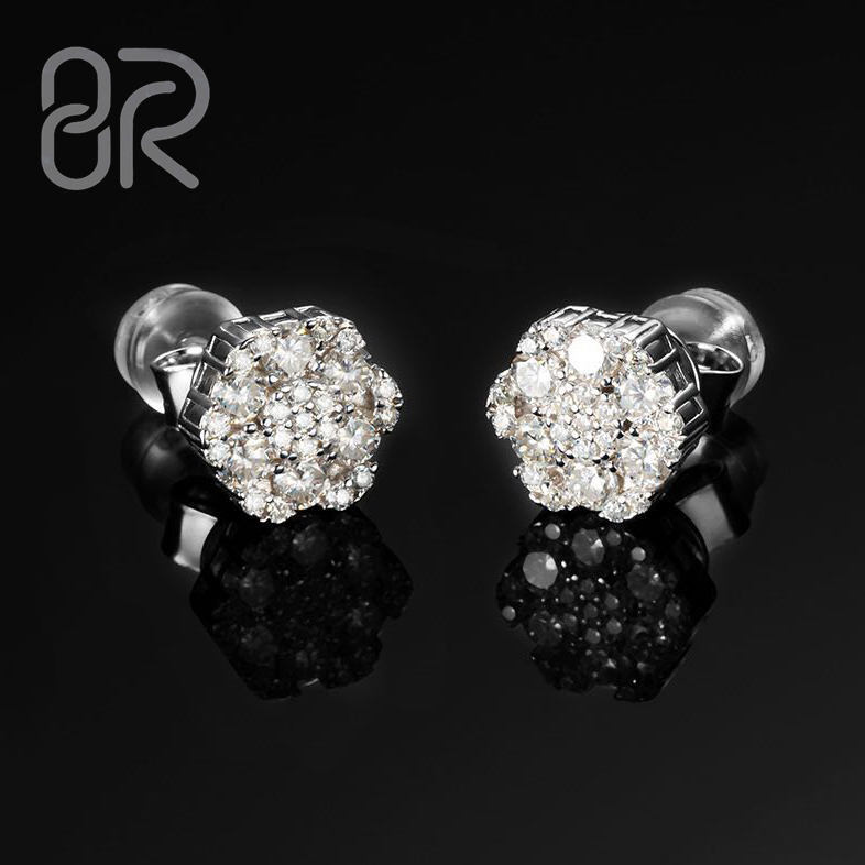 9MM Stud Earrings VVS Diamond Moissanite Hot Sale Bling Iced Out Thick 925 Silver for Women Fine Wholesale Jewelry