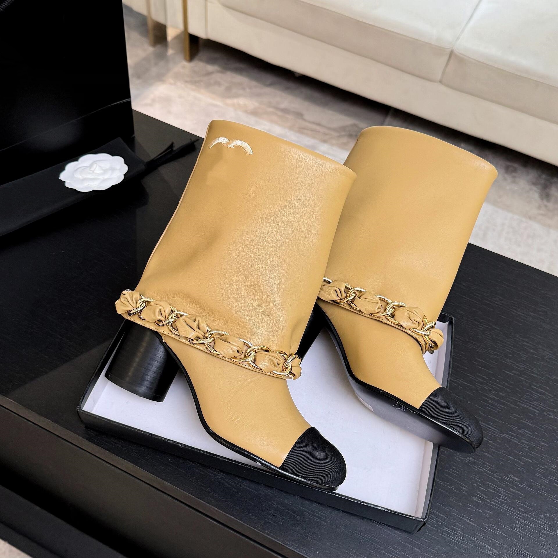 Womens Shoe Designer Luxury Booties Boot Chunky Patent Smooth Metallic Cap Toe Fall Modern Stylish Ankle Side Zipper Long Model City Outdoor Winter