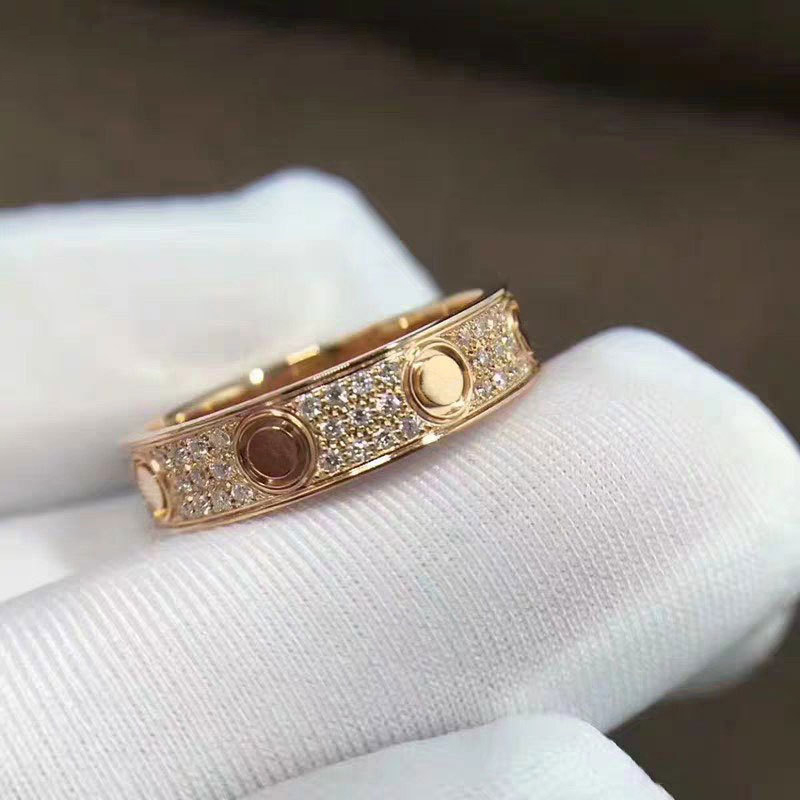 Luxury Designer Style Screw Motif Pave Band Ring Stainless Steel Wedding Rings for Women Men Multi-Width 3mm-6mm Size 5-11