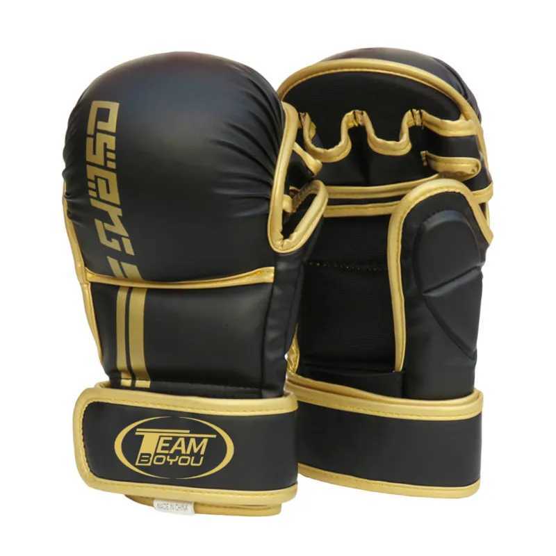 Protective Gear Kickboxing Training Equipment Professional Kids Boxing Gloves Thickened Knuckle Protection Half-Finger MMA Gloves for Men Adult Q260