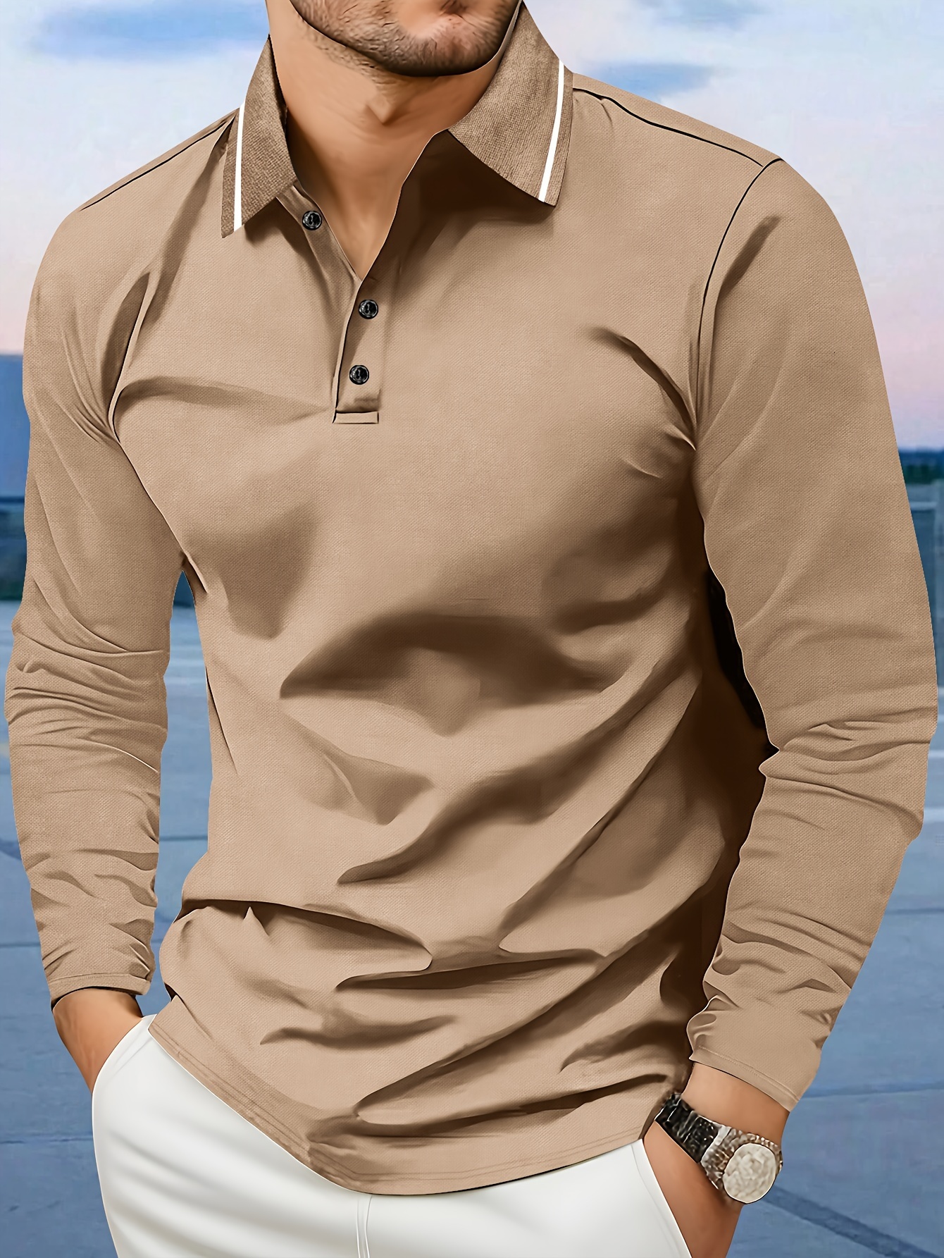 Designer Men's casual long sleeve collared shirt breathable top for autumn and winter 400g comfortable fabric ea