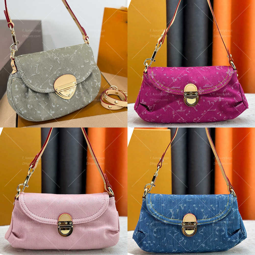 lady bag pink NANO jean bag sunset denim Green Retro jeans Womens designer BAGGY Baguette Shoulder Bags LIV POCHETT underarm purse flap crossbody Li
