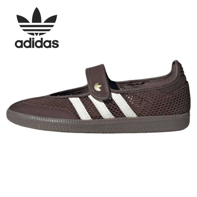 Free shipping Designer shoes adidas originals Samba Jane ballet-style versatile Mary Jane shoes for women Running Shoes, Sneakers in brown and white