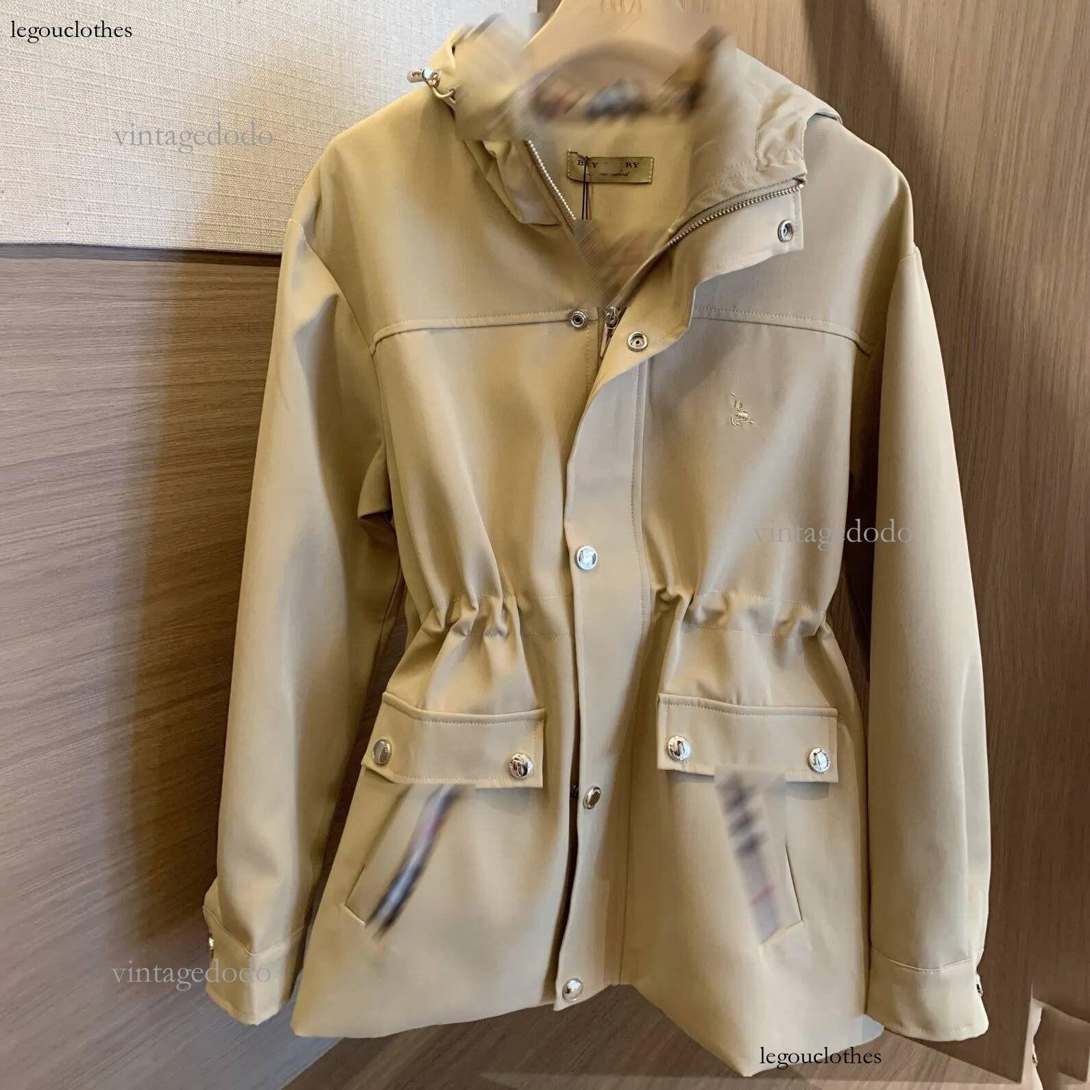 Hot Sale Autumn Winter Belted Trench Coat Women Luxury Hooded Windbreaker Jackets For Women With Checkered Lining Casual Outfit Size S-L
