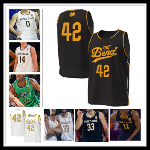 Markus Burton NotreS Dame ND Maillot de basket-ball Jalen Haralson Cole Certa Braeden Shrewsberry Carson Towt Sir Mohammed Brady Koehler Logan Im