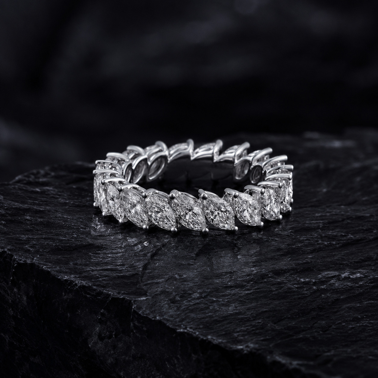Custom 18K White Gold Lab Grown Diamond Ring Marquise Band Ring 3.85Ct Fine Jewelry Wholesale Lab Grown Diamond Ring